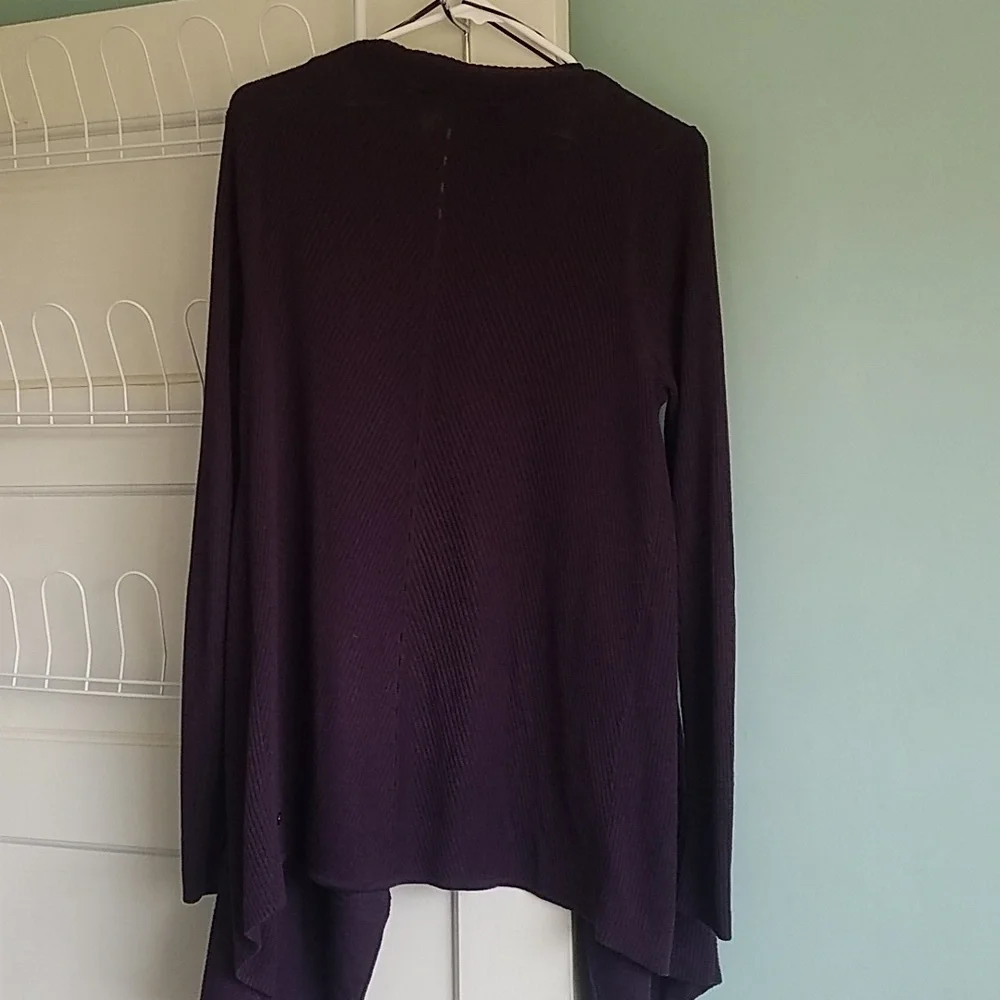 Lululemon Resolution Wrap Open Sweater Dark Purple Maroon Ribbed Active Yoga